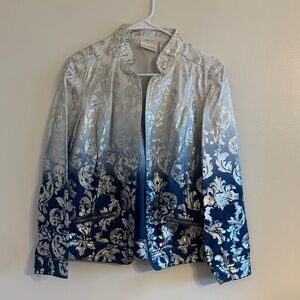 Chico's ombré blue and silver foil novelty jacket
